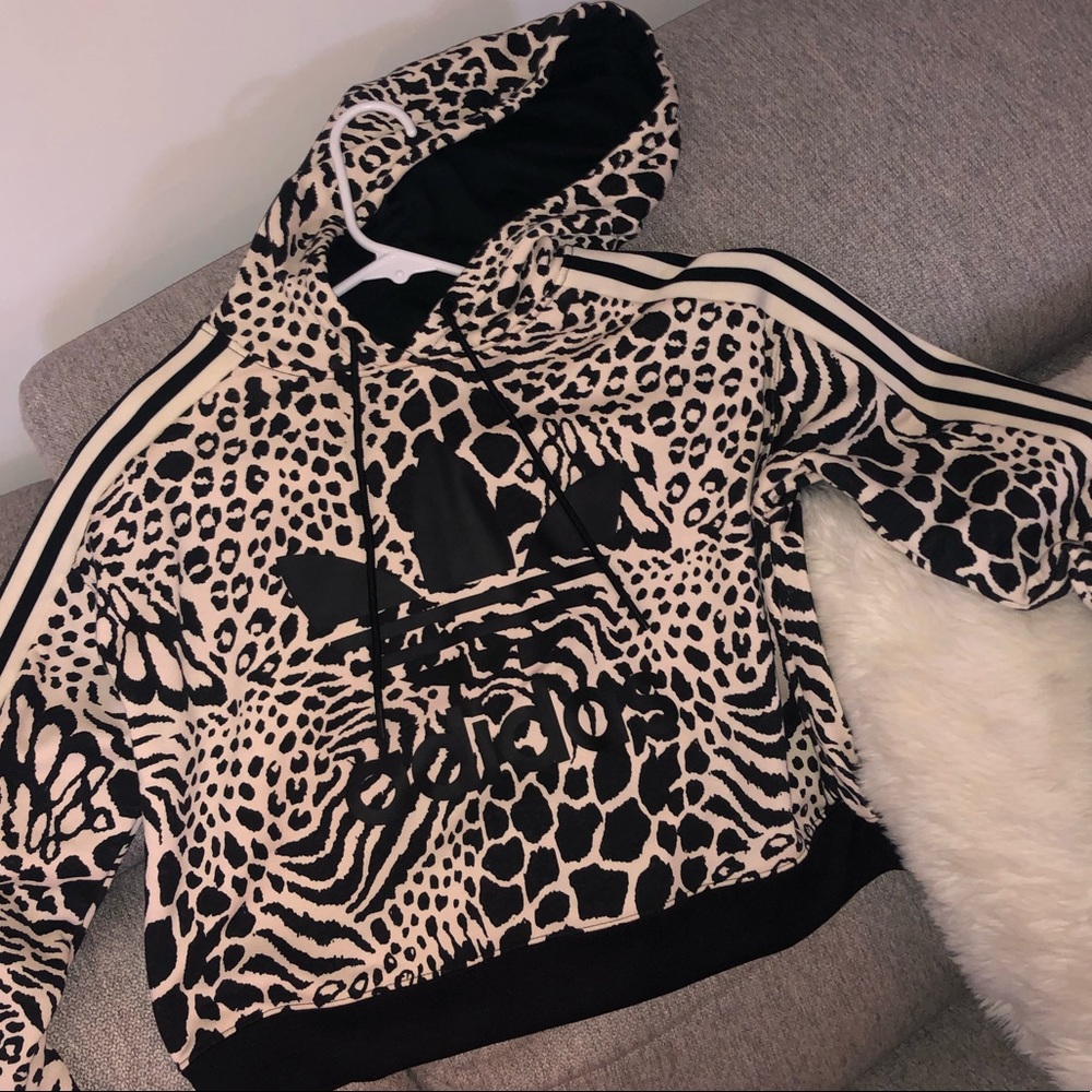 ADIDAS Leopard Crop Hoodie NWOT